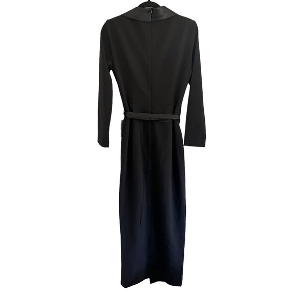 ELIZA J Long Sleeve Black Satin Collar Tuxedo Gown size 4 - Picture 4 of 6